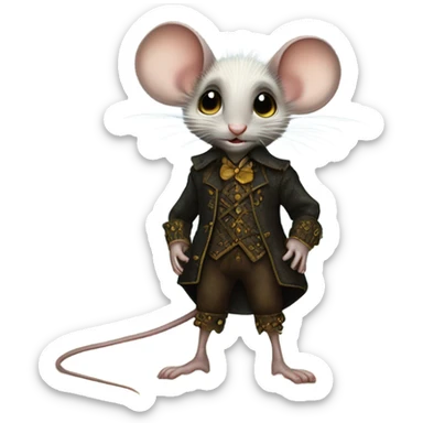 Tom Thumb whimsical fairytale boy mouse skin shoes and thistledown doublet shirt made of spider web sticker