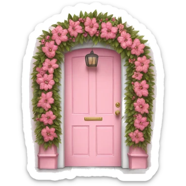 Pink door with a wreath  sticker