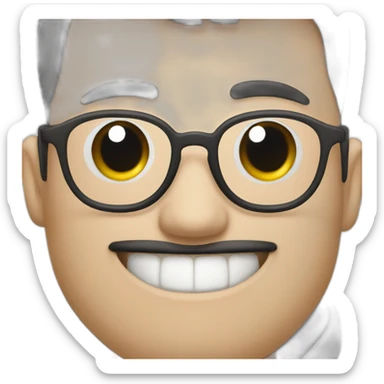 Chinese smart nerd guy with glasses and teeth sticker