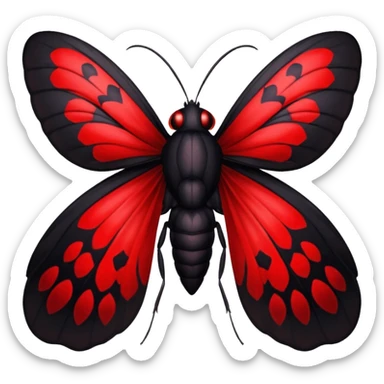 A sexy black and red moth with glowing red eyes sticker