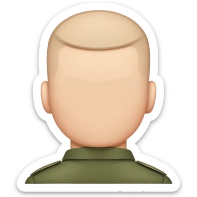 rear view of military soldier's head with crew cut sticker