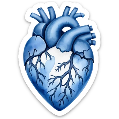 minimalist watercolor heart icon, monochromatic blue washes, soft bleeding edges, on textured white paper, anatomically inspired shape, serene and emotional, perfect for app icon, transparent background, flat lay --style raw --stylize 150 sticker