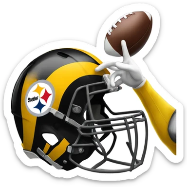 Steeler helmet high-fiving another Steelers helmet sticker