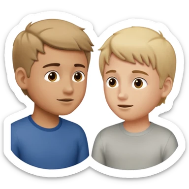 Two boys having a conversation looking at each other. sticker