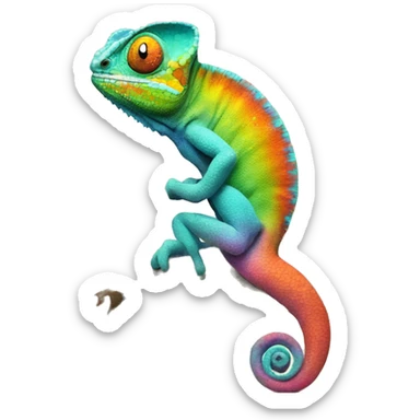 A multicoloured chameleon standing on a tree branch sticker