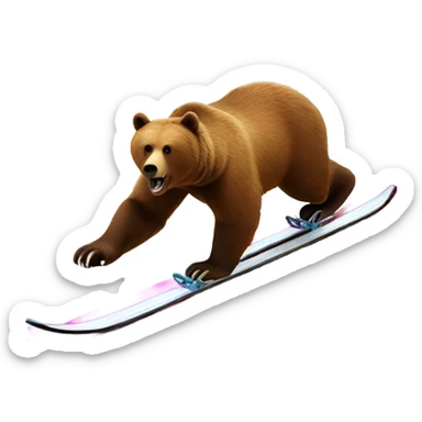 Grizzly bear skiing down a mountain made of skittles sticker