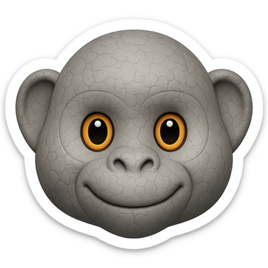A stone that looks like a monkey, emoji style sticker