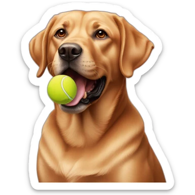 Red labrador with a tennis ball on his mouth sticker