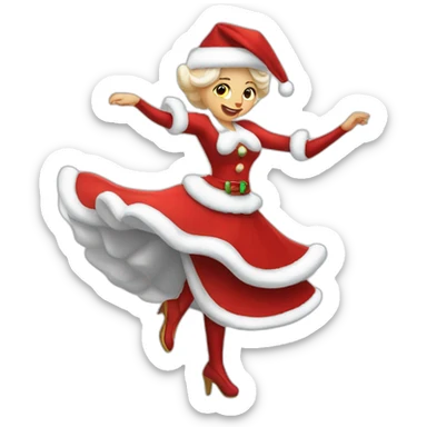 white mrs santa claus dancing sticker
