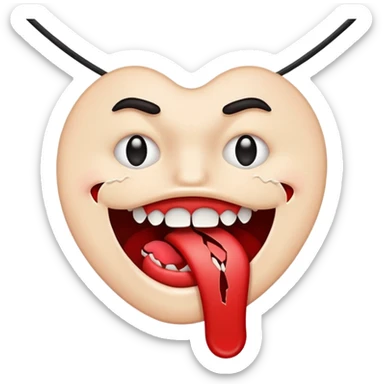 A mouth with a broken string instead of a tongue sticker