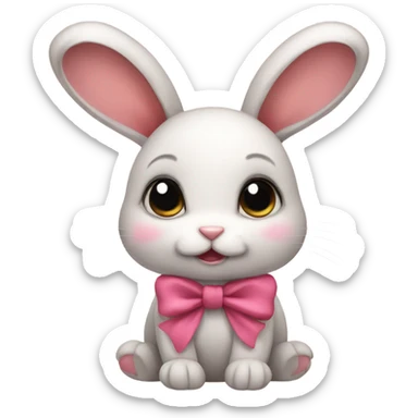 cute bunny with cute bow sticker