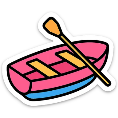 modern pink rowing boat sticker