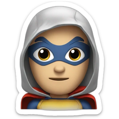 A superhero with a nut as a head with big eyes sticker