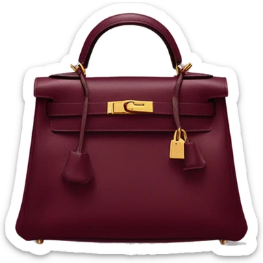 A Hermes mini Kelly bag in burgundy color  sticker