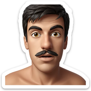 male portrait with mustache sticker