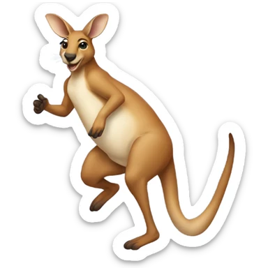 Kangaroo jumping in a crop top and baggy jeans sticker