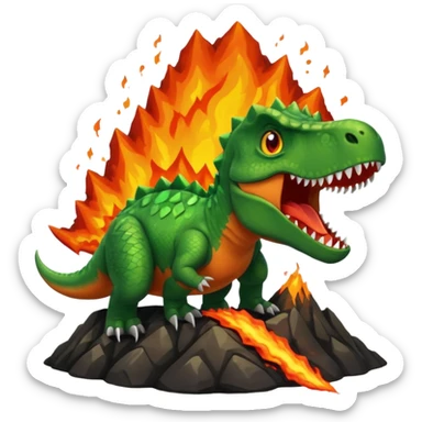 Dinasour head coming out of volcano sticker