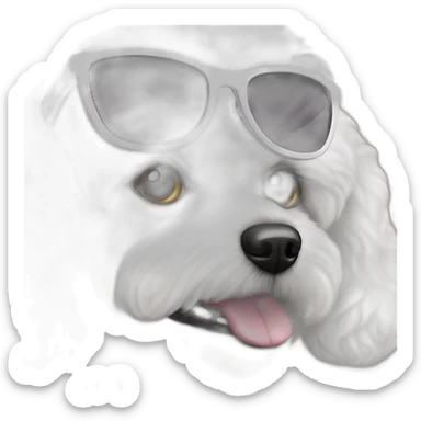 ujer piel blanca gafas pelo largo y perro bichon maltés blanco sticker