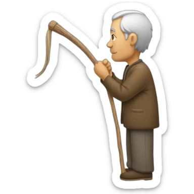 an Oldman with a stick, side view sticker
