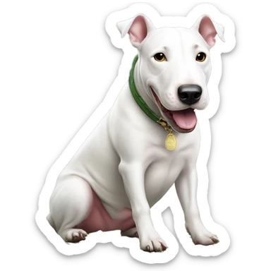 White bull terrier with pile of cash money  sticker