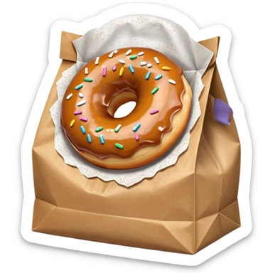 donut in paper bag sticker