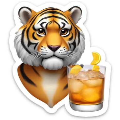LSU Mike the Tiger with whiskey cocktail  sticker