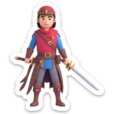 heroic adventurer with sword sticker