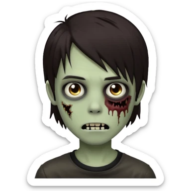 boy zombie with darkish brown medium lenght hair emo, no glasses sticker