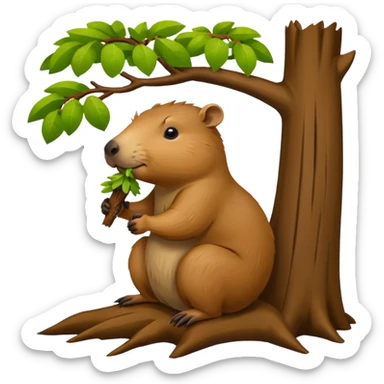 capibara chewing a tree sticker