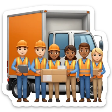 create a realistic emoji showing warehouse logistic partners sticker