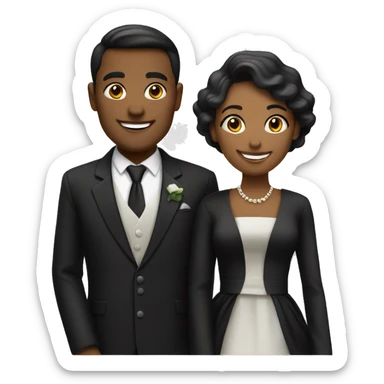 smiling couple in formal wear sticker