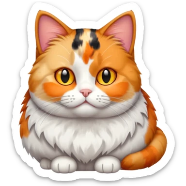 full body calico cat with small head and short but chubby body sticker