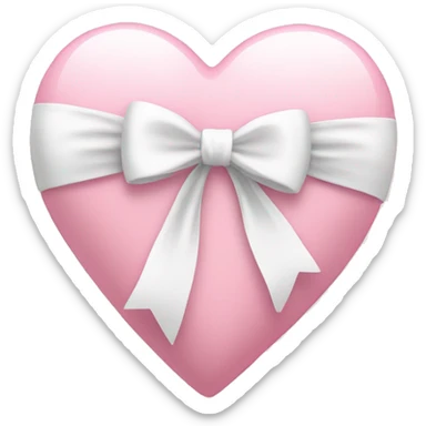 Light pink heart with white ribbon bow sticker