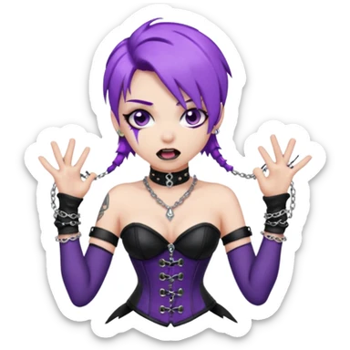my nickname on the discord server is Little VIper, i have purple hair and an alt/goth style so like corsets and black with silver chains. i want a animated emoji with the text "'Lil Viper Mad" with an angery little viper spitting sticker