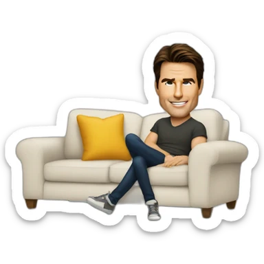 tom cruise on a sofa sticker