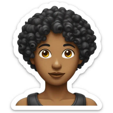 Curly head black Angel with halo sticker