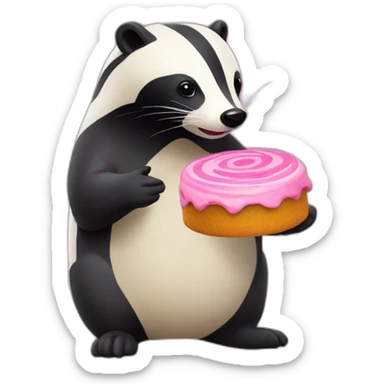 A badger with a Fish Cake with pink Swirl sticker