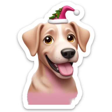 Pink dog celebrating Christmas  sticker