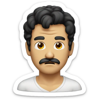 A guy with a tiny mustache and black hair angry sticker