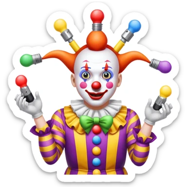 Clown juggling plugs sticker