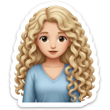Blonde girl with long curly hair sticker