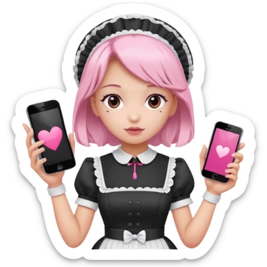 mix light pink dark pink and white girly phone maid sticker