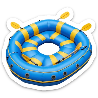 round rafting boat with seats arranged in a circle, without oars sticker