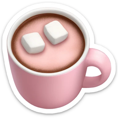 Light Pink mug of hot chocolate with marshmallows  sticker
