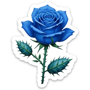 Blue rose with prickly the stem sticker