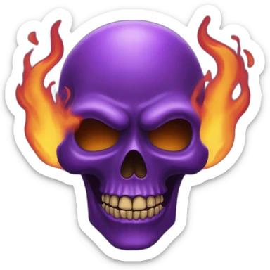 purple flaming skull face sticker