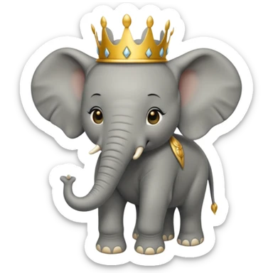 Elephant calf with small crown symbol on head. sticker