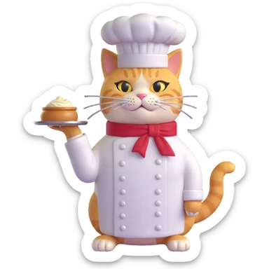chef cat with a gold earring, 3D style sticker