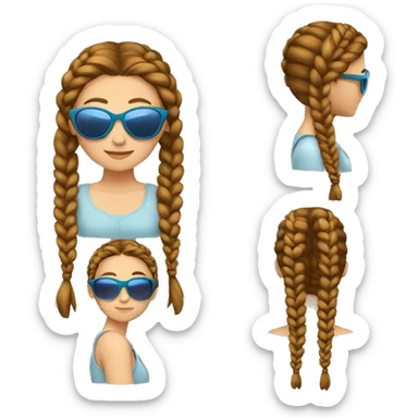 amazon with French braids, brown hair and sunglasses sticker