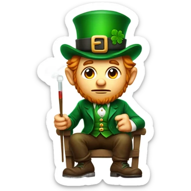 sick leprechaun with fever and thermometer sticker